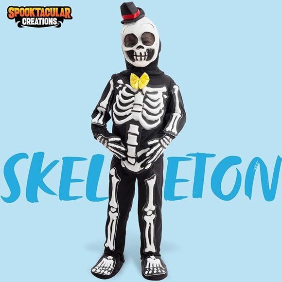 BOY'S SPOOKTACULAR CREATIONS SKELETON COSTUME HALLOWEEN BONE JUMPSUIT FOR KIDS - Picture 1 of 7